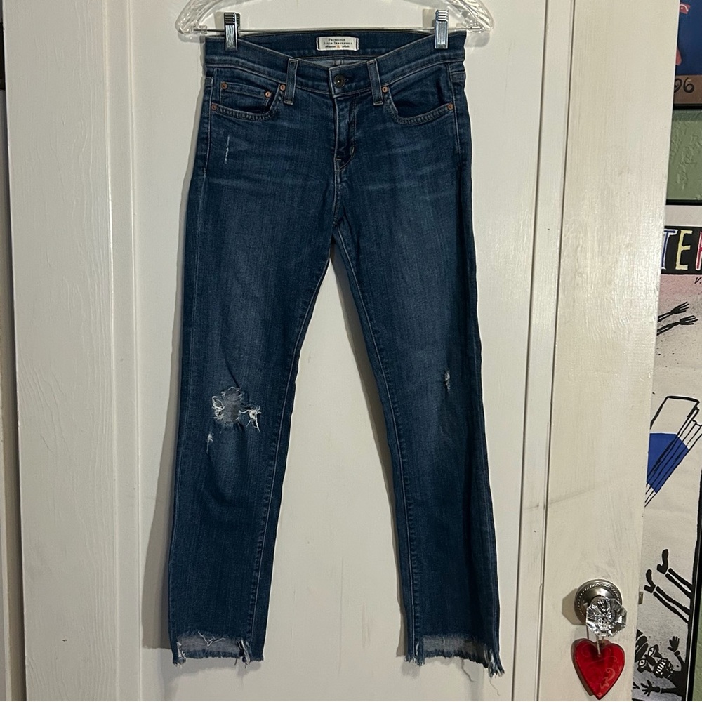 Principle Denim Innovators Straight Leg Distressed Indigo Color Jeans Size 26